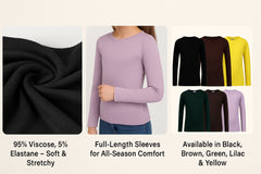 A2Z 4 Kids Girls Plain Long Sleeve T Shirt Soft Feel PE School Activewear Shirts