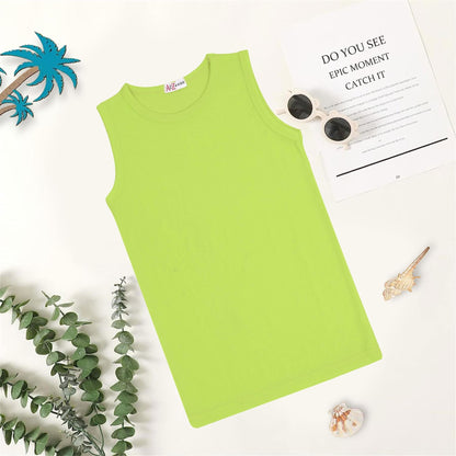Girls Ribbed Vest  Kids Stylish Top Fashion T Shirt Age 5 6 7 8 9 10 11 12 13 Yr