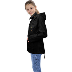 Kids Girls Raincoat Jackets Wind Resistant Lightweight Hooded Waterproof Rainmac