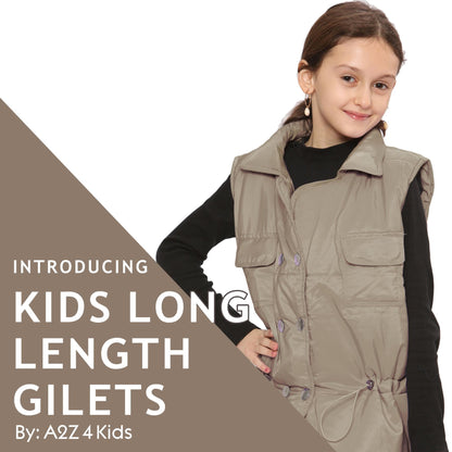 Kids Girls Sleeveless Coat Gilet Fashion Oversized Gilet Style Jacket Coat
