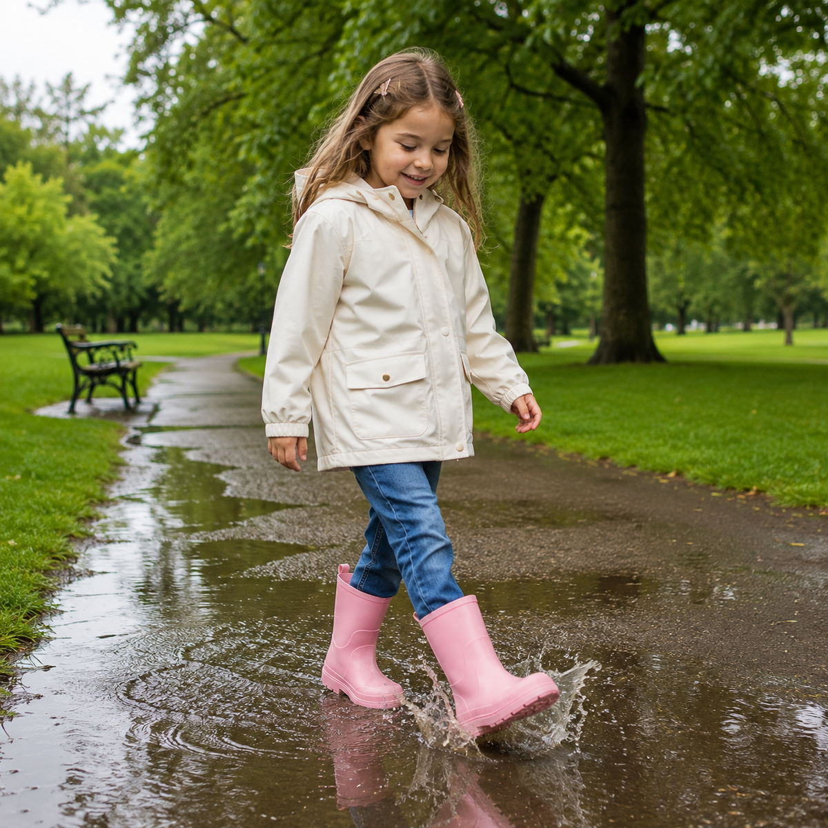 Kids Girls Wellington Wellies Non-Slip Waterproof Lightweight Rain Boots