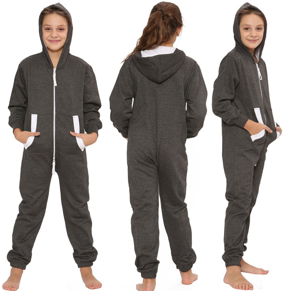 A2Z Onesie One Piece Kids Charcoal Pyjamas Sleepsuit Costume Girls & Boys 5-13 Y