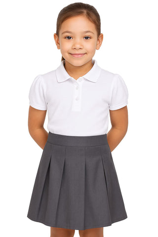 Kids Girls Plain School Uniform Pleated Skirt Elasticated Summer Skater Skirts