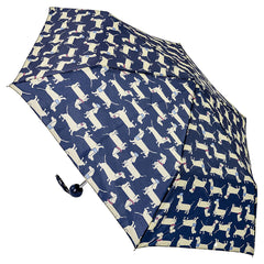 Ladies Supermini Folding Umbrella Sausage Dog AOP Lightweigh 50cm Compact Brolly
